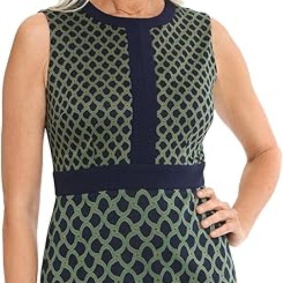 LONDON TIMES Women's Sheath Geo Link Navy/Green Mini Dress Size 14 NWT - Picture 5 of 8